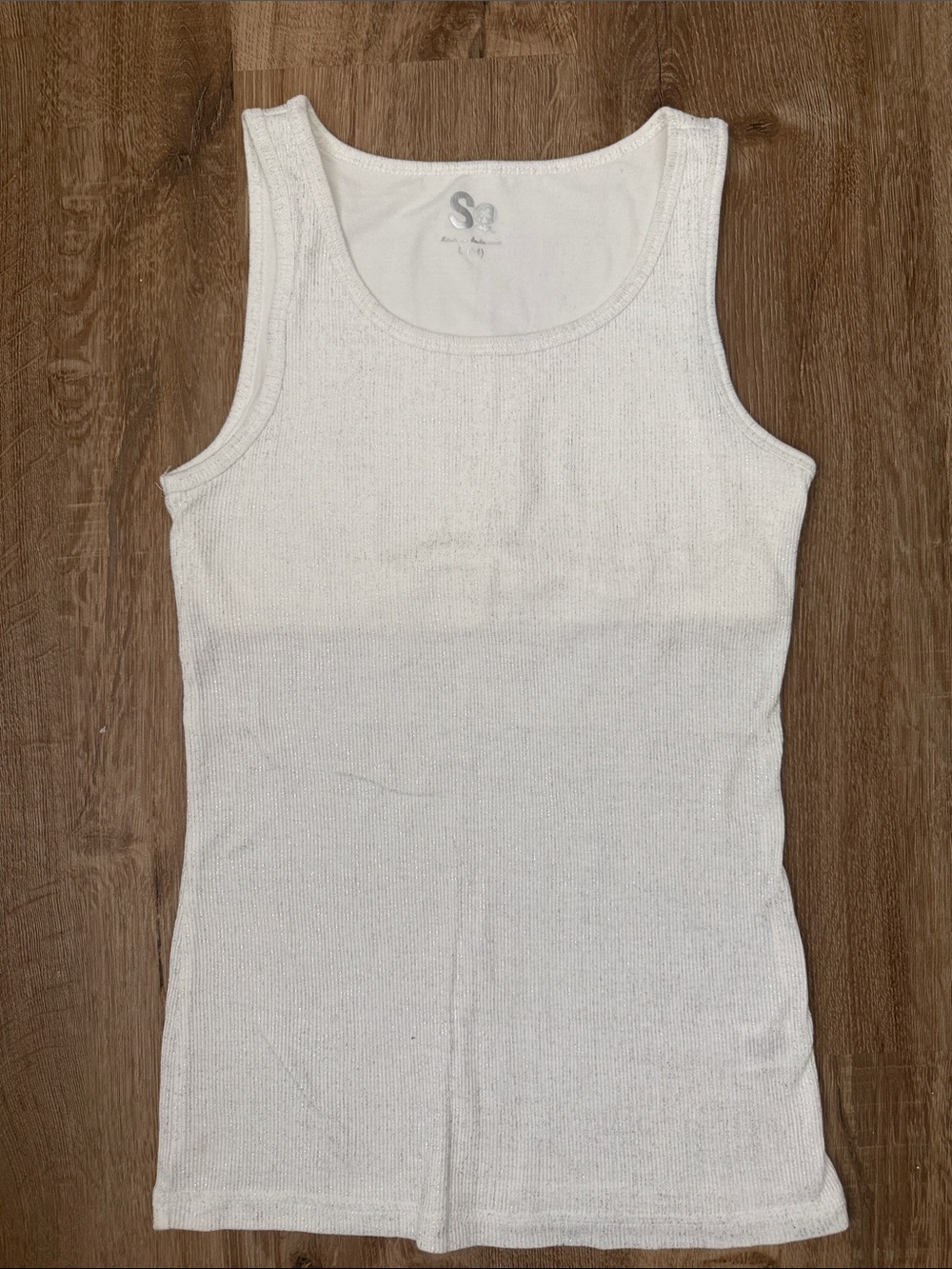 SO Girls Sparkly White Tank Top, Size Large (14)